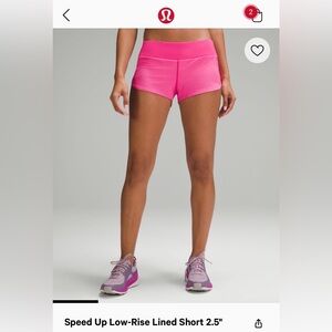 Lululemon Hotty Hot shorts - low rise - size 6 - sonic pink - 2.5 inch inseam